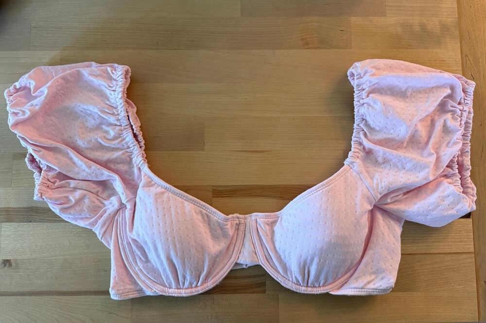 Xhilaration Light Pink Textured Underwire Bikini Top with Puff Sleeves Size XL